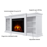 Real Flame Eliot 81" Grand Electric Fireplace TV Stand in White for TVs up to 80 inches, Entertainment Center with Adjustable Shelves and Storage, TV Stand for Living Room and Bedroom, Remote Control Real Flame