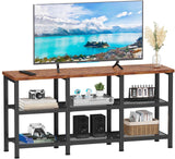 Furologee TV Stand, Small TV Console Table with 3-Tier Storage Shelves, Industrial Media Entertainment Center for TVs up to 50 Inch, Television Stands for Living Room, Bedroom, Rustic Brown Furologee