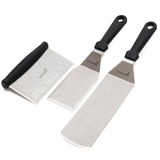 Metal Spatula Stainless Steel and Scraper - Professional Chef Griddle Spatulas Set of 3 - Heavy Duty Accessories Great for Cast Iron BBQ Flat Top Grill Skillet Pan - Commercial Grade Anmarko