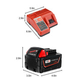 WORTHMAH 2 Pack 5.0Ah 18V Replacement Batteries and Charger Replacement for Milwaukee M18 Lithium Ion Battery Compatible with Milwaukee 48-11-1815 48-11-1820 48-11-1828 Cordless Power Tools Worthmah
