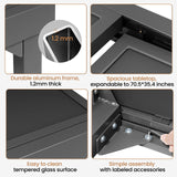 PATIOHIT Modern Aluminum Outdoor Dining Table - Expandable Patio Glass Dining Table for 6-8, Extendable Aluminum Patio Extender Table 35" to 70" for Backyard, Porch, Deck, Garden - Dark Grey PATIOHIT