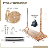 Wooden Tree Swing,500lbs Load Capacity Wooden Swing for Adults & Kids,Adjustable Height,Waterproof Hanging Swing Seat for Indoor,Outdoor,Backyard,Garden,Playground (Adult) BATTIPAW