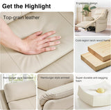 AIRSKY Genuine Leather Recliner Chair, Top Grain Leather, Italian Water-Washing Process, Lazy boy Recliner Chair, for Living Room, Theater Seating, Bedroom. R1, Beige AIRSKY