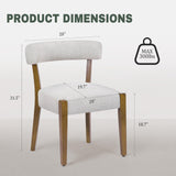 RNKSFX Wooden Dining Chairs Set of 8 Upholstered Kitchen & Dining Room Linen Fabric Chairs Mid Century Modern Dining Woven Chairs Low Back, Beige Fabric RNKSFX