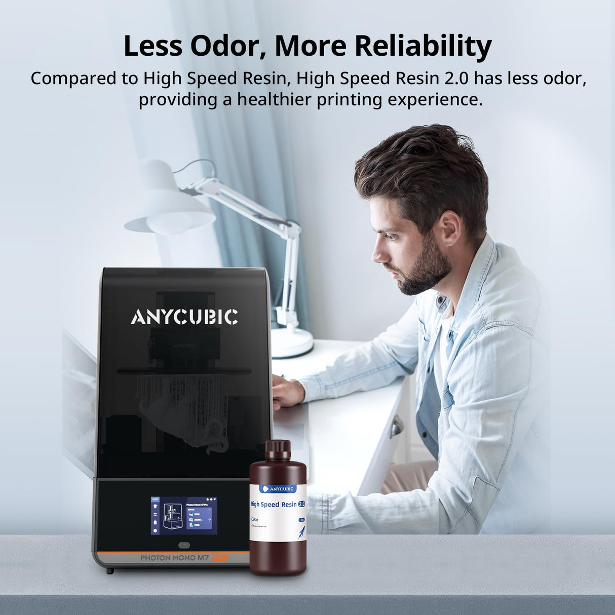 ANYCUBIC High Speed 3D Printer Resin 2.0, Print Up to 3X Faster, Special for Anycubic Photon Mono M5s/M7 Series, Particularly Apply for Large-Size 3D Printing Models, Low Odor (Clear, 1kg) ANYCUBIC