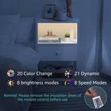 BOLUO White Nightstand with Charging Station, LED Night Stand with Fabric Drawers and Shelf, Bedside Table with USB Ports and Outlets, Bedroom Nightstand Modern BOLUO