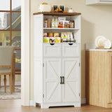 TEENFON Storage Cabinet with Doors & 2 Drawers, Kitchen Cabinet with Adjustable Shelf, Pantry Cabinets, Bathroom Cabinets, for Living Room, Entryway, Home Office, White TEENFON