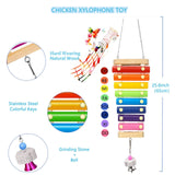 Longer Chain Chicken Toys for Coop Accessories 7PCS, Chicken Swing Ladder Perch roosts, Chicken Xylophone Mirror with Bells Vegetable Fruits Hanging Chicken Feeder for hens Bird Parrot ZLBgons
