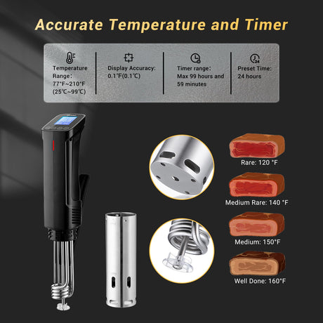 Inkbird WIFI Sous Vide Machine ISV-100W, 1000 Watts Sous-Vide Cooker Immersion Circulator with 14 Preset Recipes on APP & Calibration Function, Thermal Immersion, Fast-Heating with Timer |Best Gift Inkbird