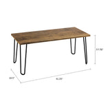 Lavish Home Coffee Table with Hairpin Legs - Modern Industrial Style Home Decor - Woodgrain-Look and Steel Accent Living Room Furniture (Brown) Lavish Home