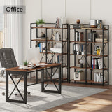 BON AUGURE Industrial Bookshelf, Bookcases and Bookshelves Etagere, Tall Large Farmhouse Book Shelves, 5 Tier Open Bookcase, Wood Metal Shelving Unit for Bedroom, Office (Rustic Oak) BON AUGURE