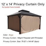 Kozyard Gazebo Privacy Curtain Outdoor Waterproof Sidewall for Hardtop Gazebo, OEM Replacement for Patio Gazebo Curtains for Alexander, Caesar, Rosana and Apollo Model (12ft x 14ft, Brown) Kozyard