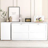 Merax Queen Size Murphy Bed with Rotable Desk, Space-Saving Design Wall Cabinet Bed Frame with Storage Shelves for Bedroom and Guest Room, No Box Spring Required, White Merax