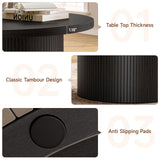 ONBRILL 31.5" Round Coffee Table, Tambour Design Coffee Tables for Living Room, Mid Century Modern Wood Coffee Table, Drum Accent Small Center Table, Black ONBRILL