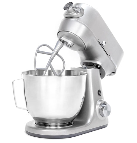 GE Tilt-Head Electric Stand Mixer | 7-Speed, 350-Watt Motor | Includes 5.3-Quart Bowl, Flat Beater, Dough Hook, Wire Whisk & Pouring Shield | Countertop Kitchen Essentials | Granite Gray GE