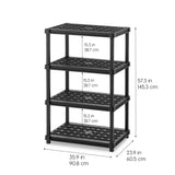 IRIS USA 4-Shelf Extra Heavy Duty Deep Plastic Storage Shelves, 800lb Capacity, 57" H x 36" W x 24" D, Large Modular Shelving Unit Storage Organizer for Garage, Home, Warehouse & Gym, Rack - Black Iris Ohyama