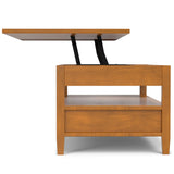 SIMPLIHOME Warm Shaker SOLID WOOD Wide Rectangle Transitional Lift Top Coffee Table for The Living Family Room, 48 inch, Light Golden Brown SIMPLIHOME