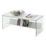 Convenience Concepts SoHo Glass Modern Living Storage Shelf, Contemporary Coffee Table for Family Room, 40", Faux White Marble Convenience Concepts