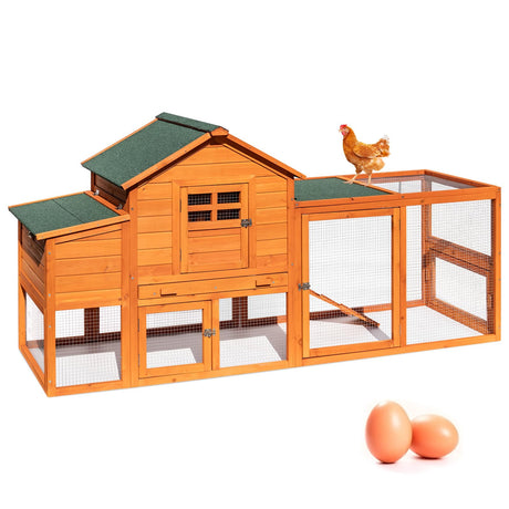 RUNSHED Chicken Coop for 4-6 Chickens Outdoor Wooden Hen House Poultry Pet Hutch for Backyard w/Run Cage & Nesting Box RUNSHED