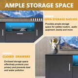 SPRKLINLIN Modern LED TV Stand for 55 Inch TV, Entertainment Center with 4 Storage Drawer and Open Shelves, TV Console Table for Living Room, Bedroom (Black, 55 inch) SPRKLINLIN