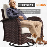 Vakollia 9 Pieces Patio Furniture Sets, Wicker Rattan High Back Outdoor Swivel Rocking Chairs Set with 3-Seat Couch, Ottomans and Side Table Vakollia