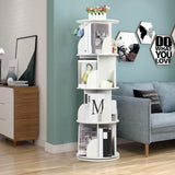 360-Degree Rotating White Bookshelf Tower – 4-Tier Solid Wood Bookcase for Kids and Adults wirlsweal