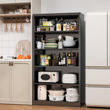 RGGCABINET 5 Tier Metal Bookshelf, 66" Tall Bookcase, Adjustable Book Shelves, Modern Black Book Shelf Storage Shelves for Bedroom, Living Room, Office, Library, Classroom, School RGGCABINET