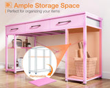 ODK Vanity Desk with Fabric Drawers & Storage Shelves, Makeup Dressing Table, Home Office Desks for Bedroom, Modern Simple Writing Desk,Pink, 48"x16" (No Mirror ODK