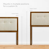 Modway Draper Tufted Full Fabric and Wood Headboard in Walnut Beige Modway