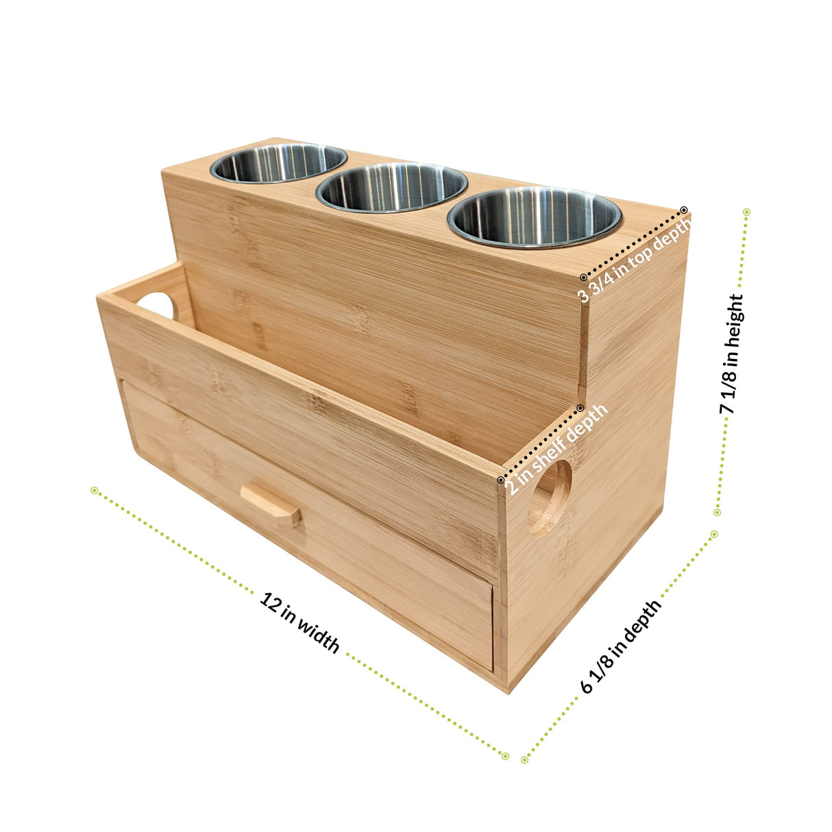 Harzen Brothers Hair Tool Organizer, Bamboo, Styling Holder, Bathroom Countertop Blow Dryer Holder, Vanity Caddy Storage Stand for Accessories, Makeup, Toiletries Harzen Brothers