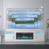 VENDORZ TV Stand with Fireplace, 36" Fireplace TV Stand LED Entertainment Center with Fireplace, 80 Inch Modern Electric Fireplace TV Stand for Living Room, White TV Stand with Fireplace Up to 90" TVs VENDORZ
