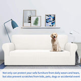 MAXIJIN Stretch Loveseat Sofa Slipcovers 1 Piece Love Seat Couch Covers for 2 Cushion Couch Non Slip Sofa Cover Washable Dog Cat Proof Furniture Protector Pet Friendly (Loveseat, White) MAXIJIN