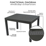 Kozyard Villa Expandable Patio Dining Table - Adjustable, Aluminum Outdoor Furniture for 4-6 Person, Perfect for Backyard, Porch, Deck, Garden - Dark Grey, 43"- 86" Kozyard