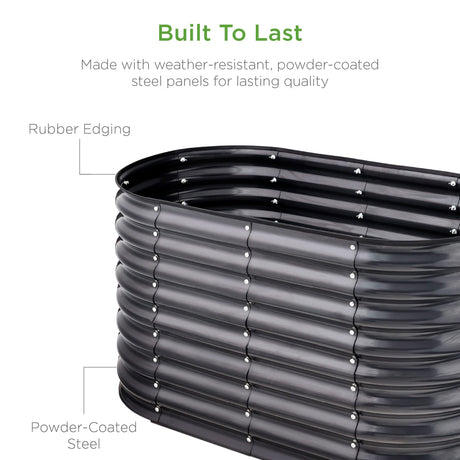 Best Choice Products 4x2x2ft Outdoor Metal Raised Garden Bed, Oval Deep Root Planter Box for Vegetables, Flowers, Herbs, and Succulents w/ 101 Gallon Capacity, Rubber Edge Guard - Charcoal Best Choice Products