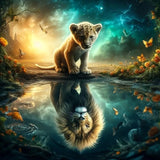 LWZAYS 5D Diamond Painting Kits for Adults, Lion Diamond Art Kits for Beginners, DIY Full Round Drill Gem Art Kit for Home Wall Decor and Adults Gift 35 * 35cm LWZAYS