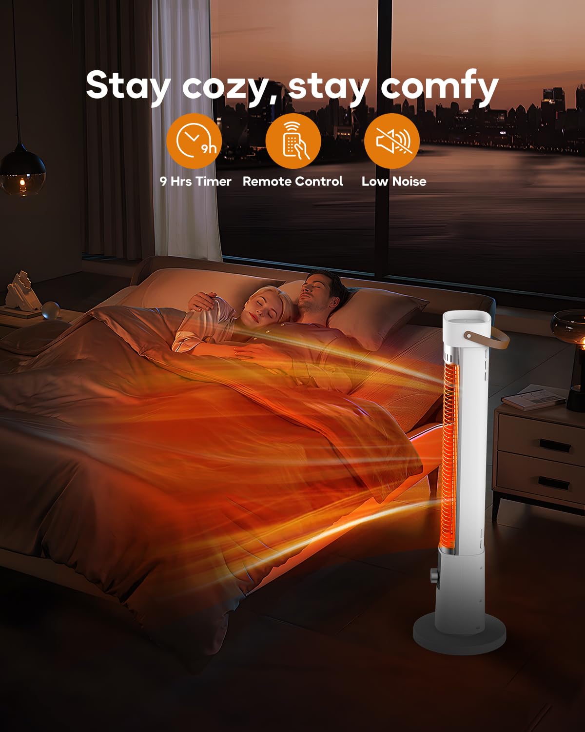 Aerozy Patio Heater for Outdoor Use, Electric Space Heater Indoor, Portable Infrared Heater with 60-Degree Oscillation, Timer, Remote, for Patio, Gazebo, White AEROZY
