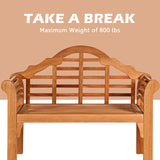 Giantex 4 Ft Foldable Eucalyptus Outdoor Bench Loveseat with Curved Backrest and Armrests Giantex