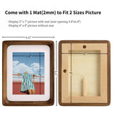FLECHAZO 6x8 Picture Frame Wood with 5x7 Mat, Natural Solid Walnut Wooden 6 by 8 Photo Frames for Tabletop or Wall Mounting Display FLECHAZO