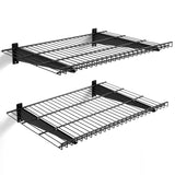 Aking Ace 2 Pack Garage Wall Mounted Shelf, 23.6" x 11.4" Heavy Duty Wall Storage Shelves for Garage, Workshop, Laundry Room and Kitchen, Max Load 50 lbs (Black,2 Pack) Aking Ace