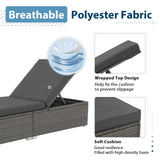 JOIVI Outdoor Patio Chaise Lounge Chairs Set of 2, PE Wicker Patio Pool Lounge Chairs Furniture Set of 2, Pool Lounger Gray Rattan Adjustable Backrest with Removable Dark Gray Cushion JOIVI