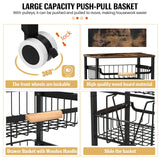 5-Tier Rolling Storage Cart with Wheels, Large Capacity Kitchen Cart, Mobile Utility Cart with Wooden Tabletop and Mesh Baskets, Bathroom, Laundry Room 7 code