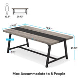 Tribesigns Dining Table for 8 People, 70.87-inch Rectangular Wood Kitchen Table with Strong Metal Frame, Industrial Large Long Dining Room Table for Big Family (Gray, No Chair) Tribesigns