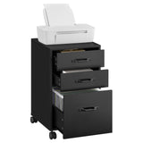 VASAGLE File Cabinet, 3 Drawers Filing Cabinet for Home Office, with Wheels, for A4, Letter Sized Documents, Hanging File Folders, Ink Black UOFC065B16 VASAGLE
