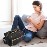 yookee home Yarn Bag Crochet Bag Organizer Knitting Bag Organizer Crochet Storage Yarn Holder for Crochet Accessories Yarn Storage Bag for Crocheting Gifts for Crochet Lovers,Mom,Women,Black yookee home
