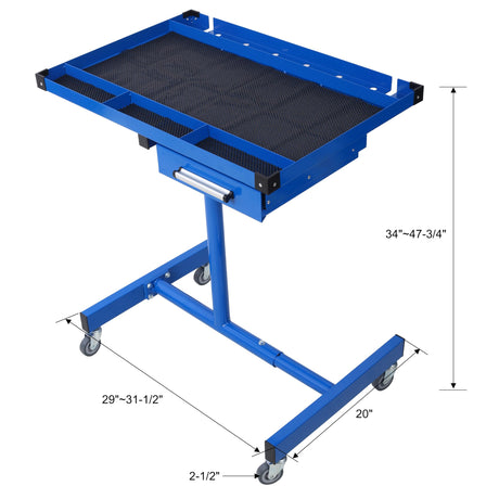 Adjustable Tear Down Work Table with Drawer, Rolling Workbench Work Table for Garages, Repair Shops, DIY, Portable 2.5" Swivel Casters, 220 Pound Capacity, Rubber Corners, Heavy Duty Steel (Blue, /) Generic