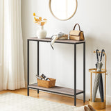 HOOBRO 29.5 Inches Console Table, Narrow Entryway Table with Shelves, Small Sofa Table, Side Table, Display Table, for Hallway, Living Room, Bedroom, Foyer, Greige and Black BG22XG01 HOOBRO