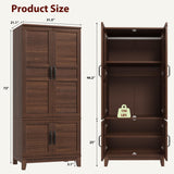 GarveeHome Armoire Wardrobe Closet with 4 Doors,72 in Wooden Wardrobe Cabinet with Hanging Rod, Freestanding Tall Clothing Armoire Cabinet with 18 Adjustable Shelves for Bedroom, Clothes, Walunt Brown GarveeHome