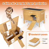 BRIOPAWS Feral-Outdoor-Cat-House-Insulated | Outside-Cat-Shelter for Winter | Weatherproof | Large Wooden Pet House for Multiple Cats | Foldable Ladder | Acrylic Side Window | Brown BRIOPAWS