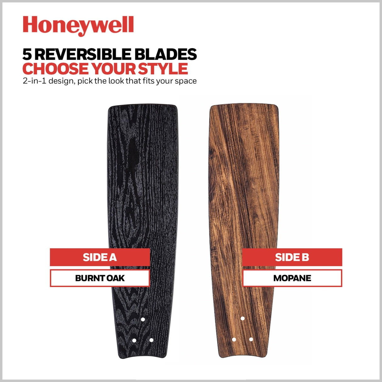 Honeywell Ceiling Fans Carnegie Industrial 52 Inch Ceiling Fan with Light, Remote Control Fan, LED Indoor Fan with 5 Blades, Black Oak and Brown Mopane Blade Finish Options, Copper (51459-01) Honeywell