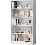Soohow White Bookcase with Adjustable Shelves, 5 Shelf Book Case, Large Tall White Bookshelf for Living Room, Bedroom, 60 in Tall, 33 in Wide, 11.6 in Deep Soohow
